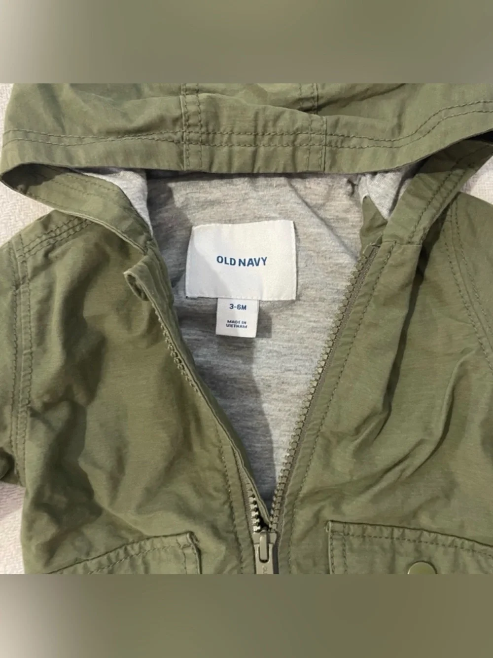 Old Navy Army Green Hooded Utility Baby Jacket NWOT
